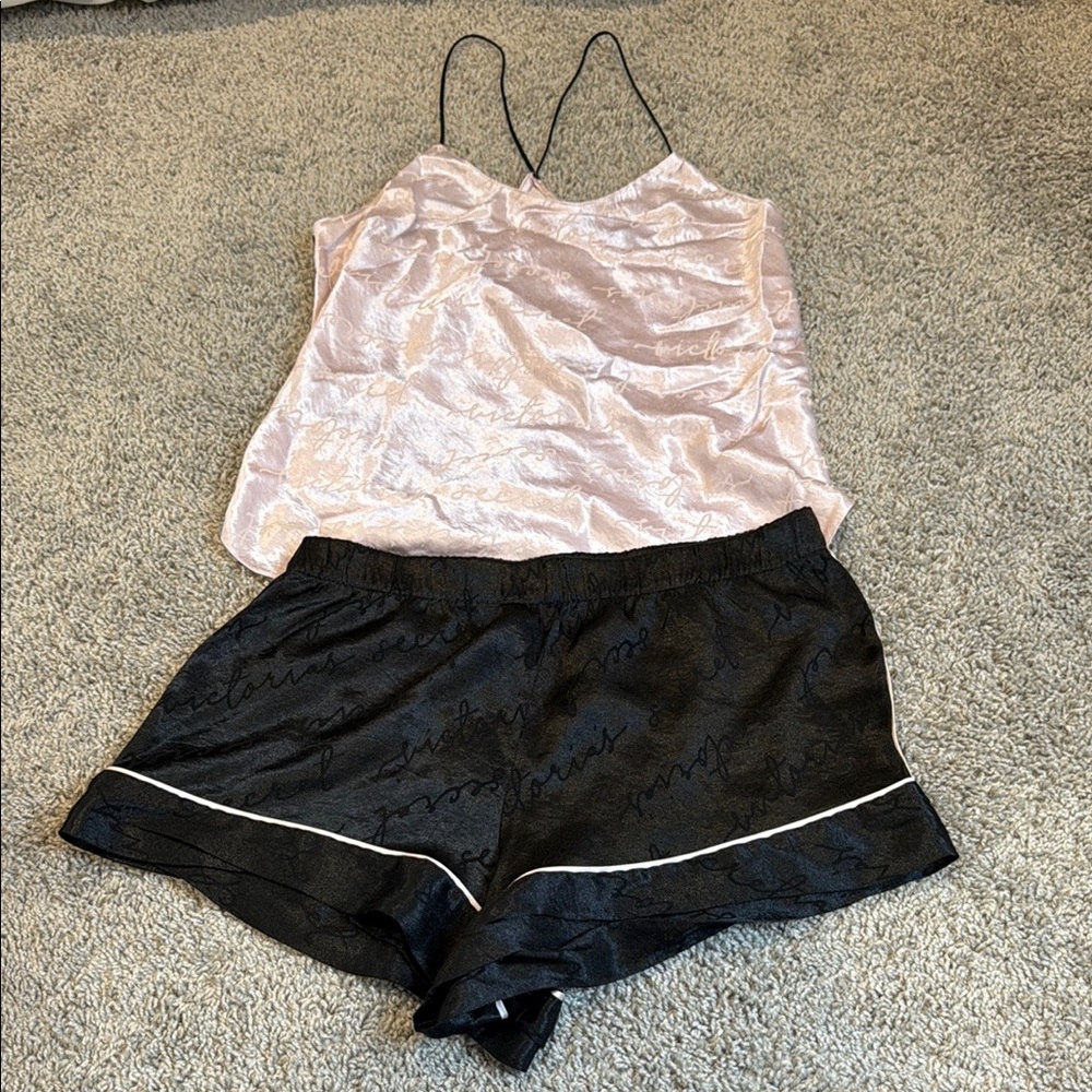 Victoria's Secret Pink and Black Pajama Set